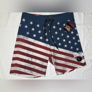 Howitzer Patriot Manufacturing Co. American Flag Men’s Board Shorts Sz:34
